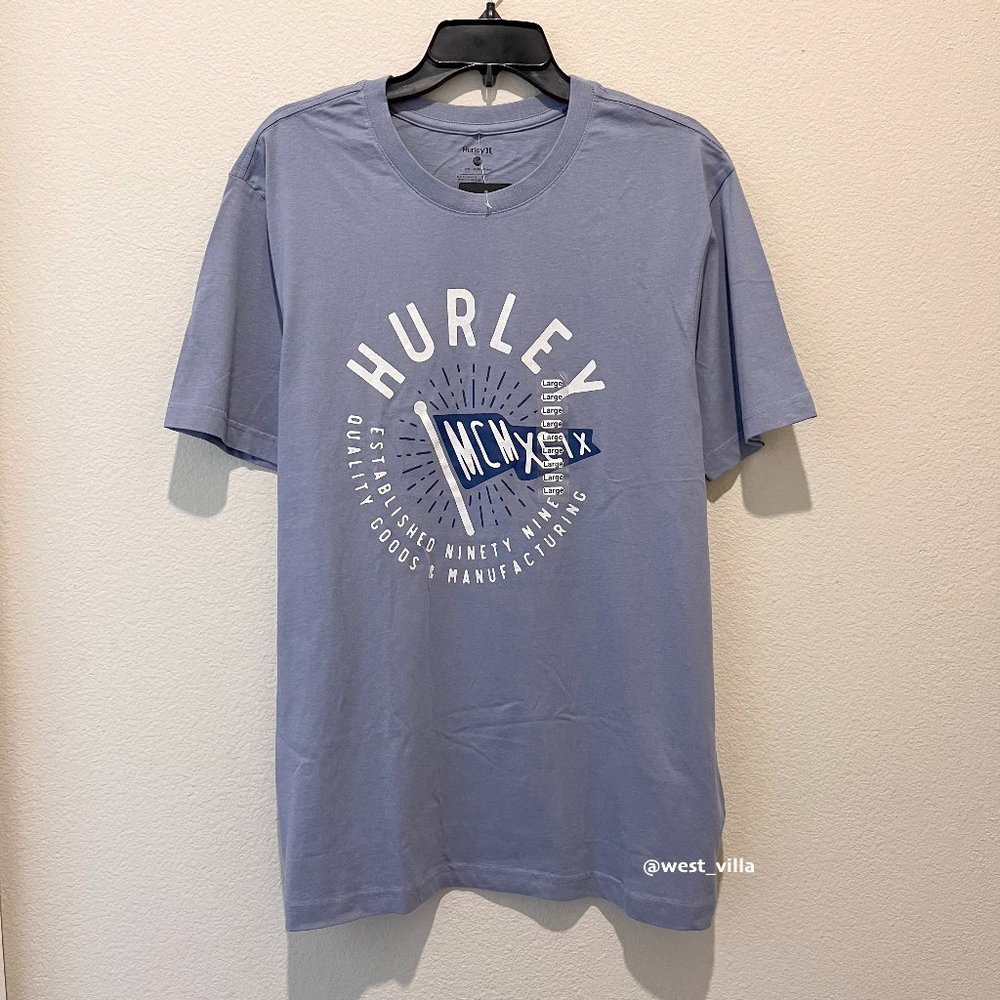 Hurley Varsity Athletics GraphicMens Cotton Jersey Short Sleeve Shirt Gray Large